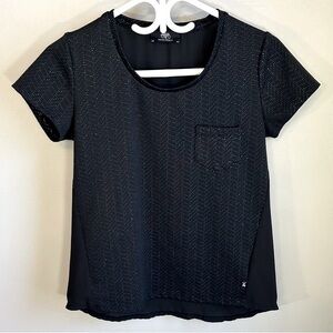 Le Temps Des Cerises Textured Scoop Neck T Shirt Semi Sheer Back Womens Size S